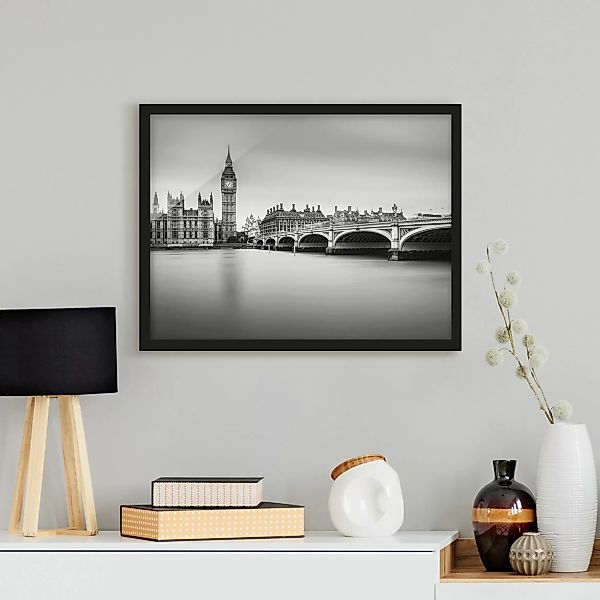 Bild mit Rahmen Architektur & Skyline - Querformat Westminster Brücke und B günstig online kaufen