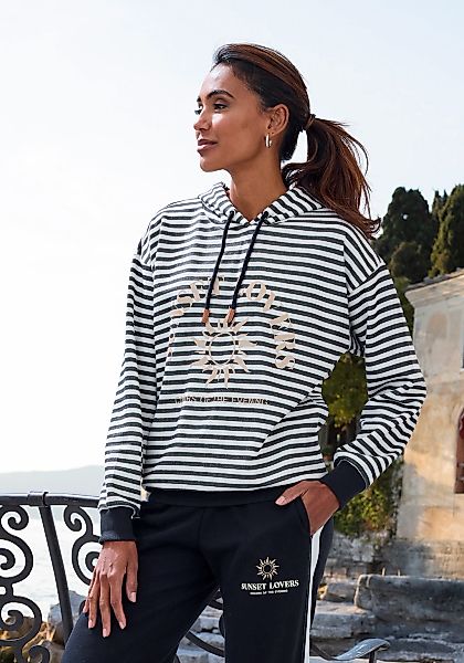 H.I.S Kapuzenpullover im Streifenlook mit großen Print, Loungewear günstig online kaufen