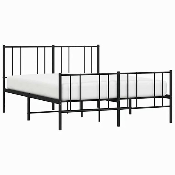 furnicato Bettgestell mit Kopf- und Fußteil Metall Schwarz 135x190 cm (1-tl günstig online kaufen