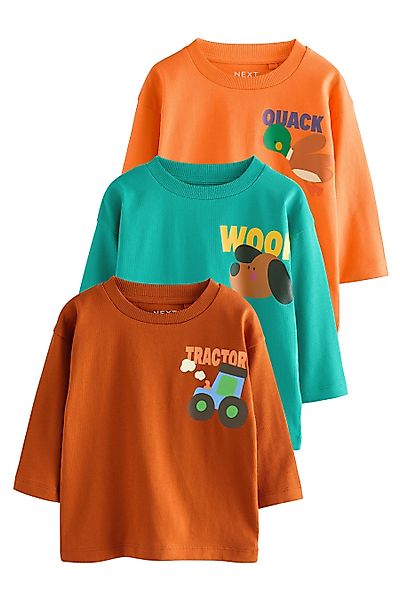 Next Langarmshirt 3er-Pack T-Shirts mit Grafik-Print günstig online kaufen