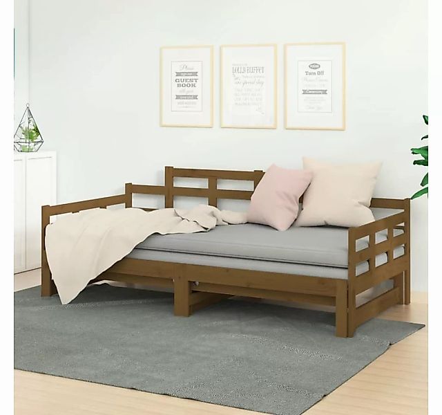 furnicato Bett Tagesbett Ausziehbar Honigbraun Massivholz Kiefer 2x(90x190) günstig online kaufen