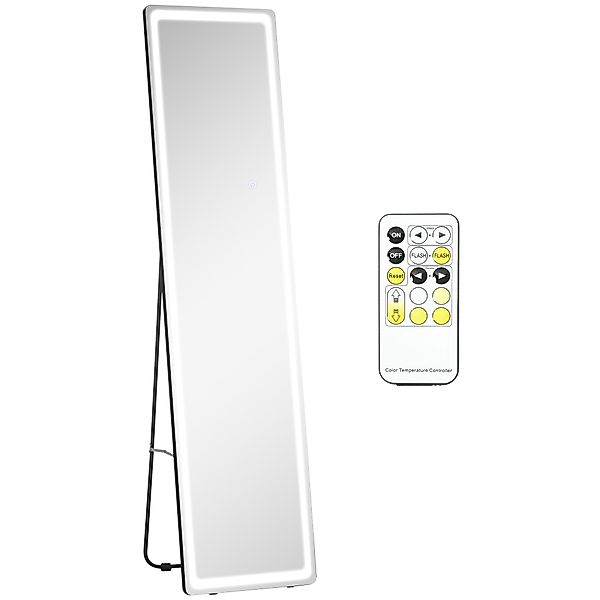 HOMCOM Standspiegel mit LED-Licht, freistehend, Aluminium, günstig online kaufen
