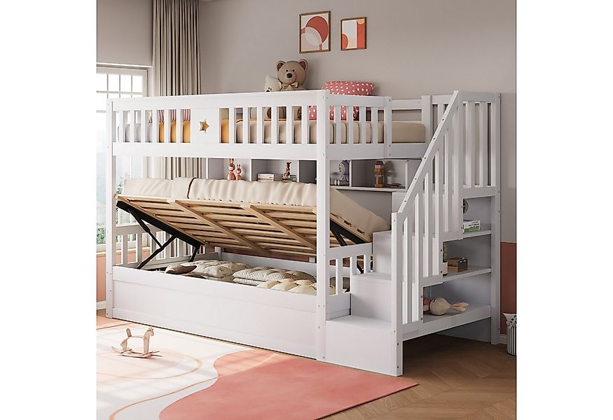 Merax Etagenbett mit hydraulischem Unterbett (1-St., Stockbett Jugendbett D günstig online kaufen