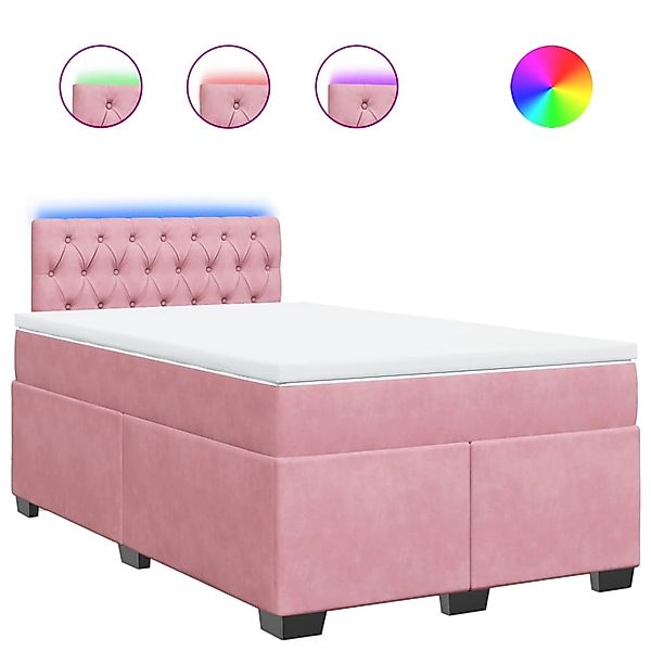 vidaXL Boxspringbett mit Matratze Rosa 120x200 cm Samt 3288593 günstig online kaufen
