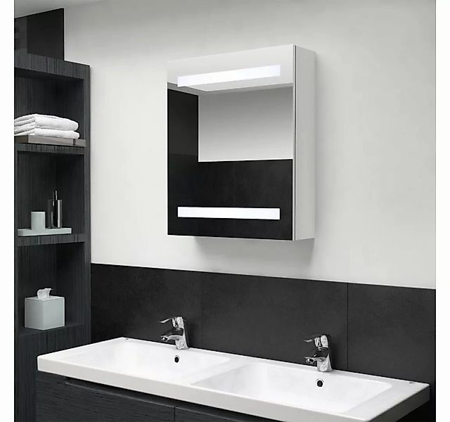 vidaXL Badezimmerspiegelschrank LED-Bad-Spiegelschrank Glänzendes Weiß 50x1 günstig online kaufen