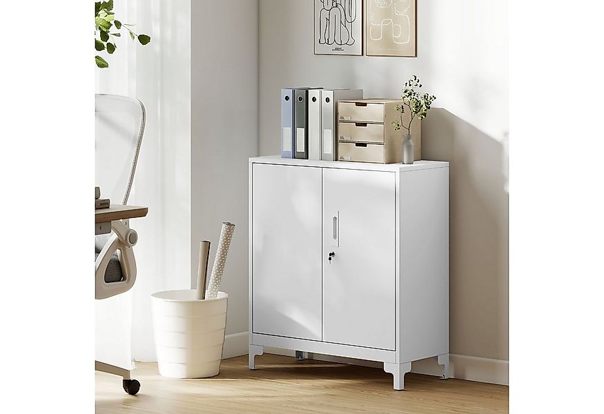 HOMCOM Aktenschrank Abschließbar Mehrzweckschrank mit 2 Ebenen, 2 Türen (Me günstig online kaufen