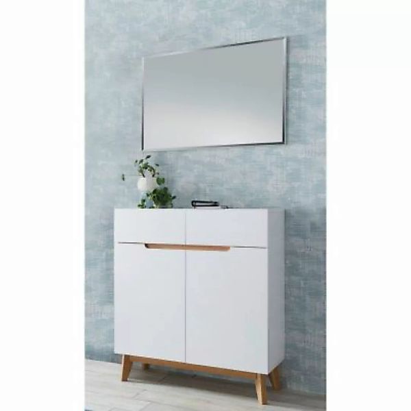 Lomadox Garderoben Set Kommode und Spiegel CERVERA-05 in weiß matt lackiert günstig online kaufen