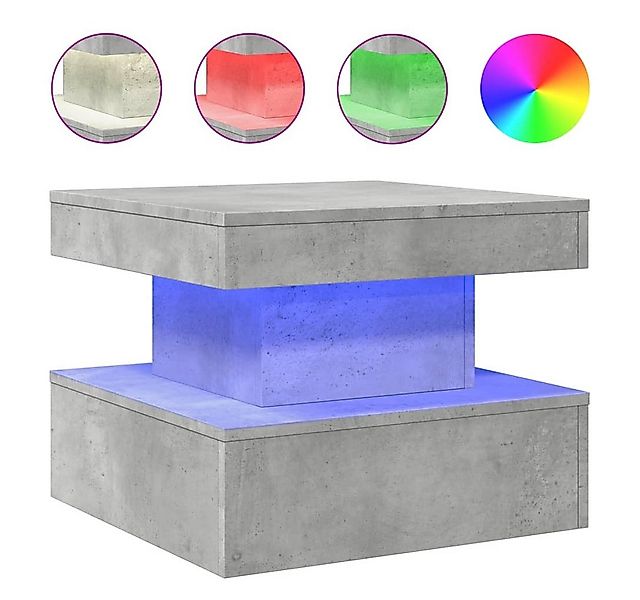 vidaXL Ablagetisch, Couchtisch mit LED-Leuchten Betongrau 50x50x40 cm günstig online kaufen