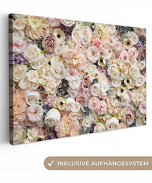 OneMillionCanvasses® Leinwandbild Rosen - Blumen - Pastell, Fotodruck (1 St günstig online kaufen