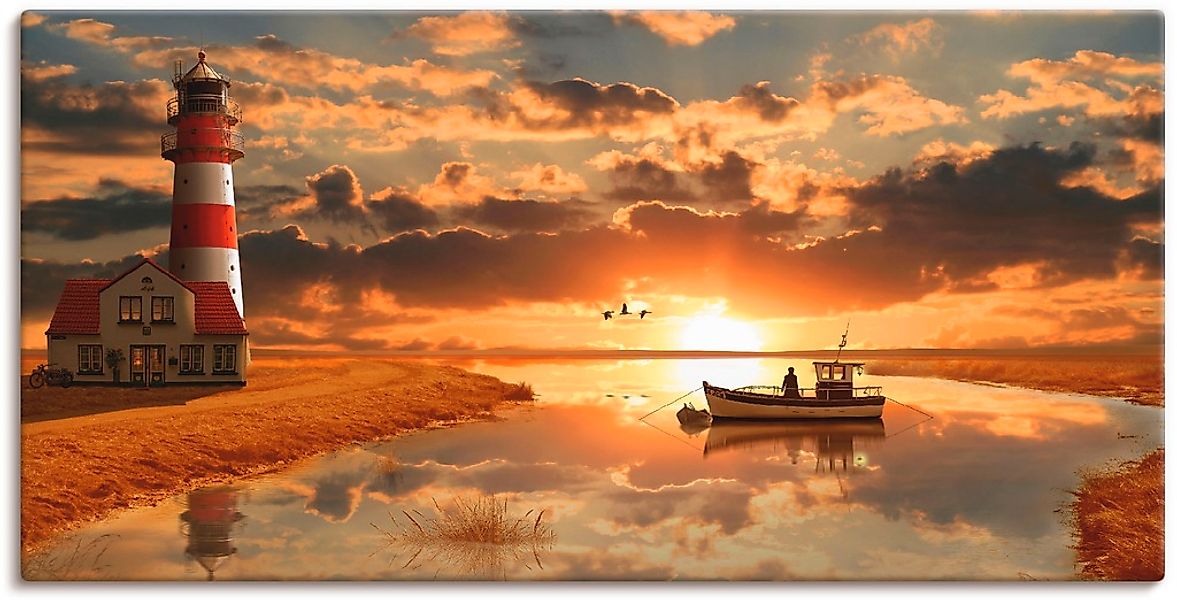 Artland Wandbild "Maritime Idylle beim Leuchtturm" Gebäude 1 Stk. tlg. als günstig online kaufen