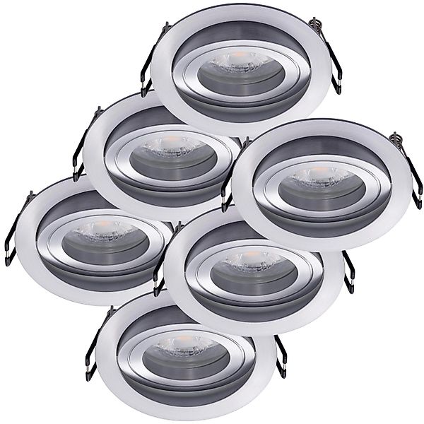 Oktaplex 6er Set Einbauleuchte Aluminium Lyon Schwenkbar Stufenlos Dimmbar günstig online kaufen