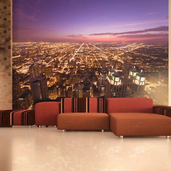 artgeist Fototapete Amerikanisches Chicago in der Nacht mehrfarbig Gr. 350 günstig online kaufen
