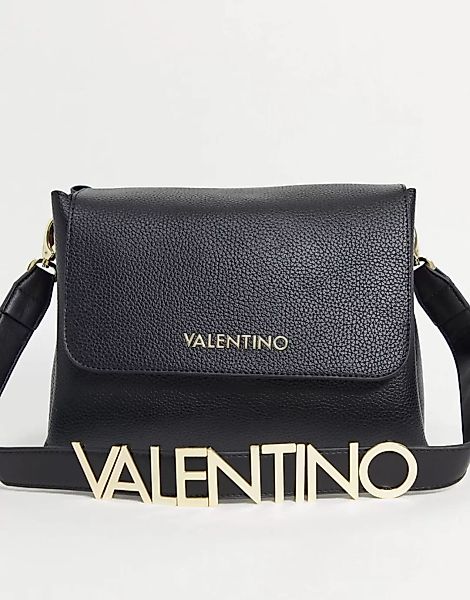 Valentino Bags – Alexia – Umhängetasche mit Metalllogo am Riemen in Schwarz günstig online kaufen