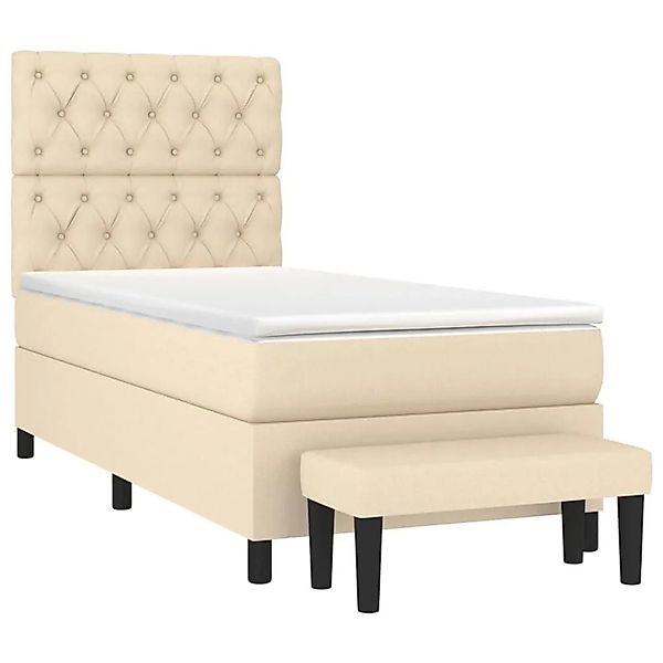 vidaXL Boxspringbett mit Matratze Creme 80x200 cm Stoff 3136794 günstig online kaufen