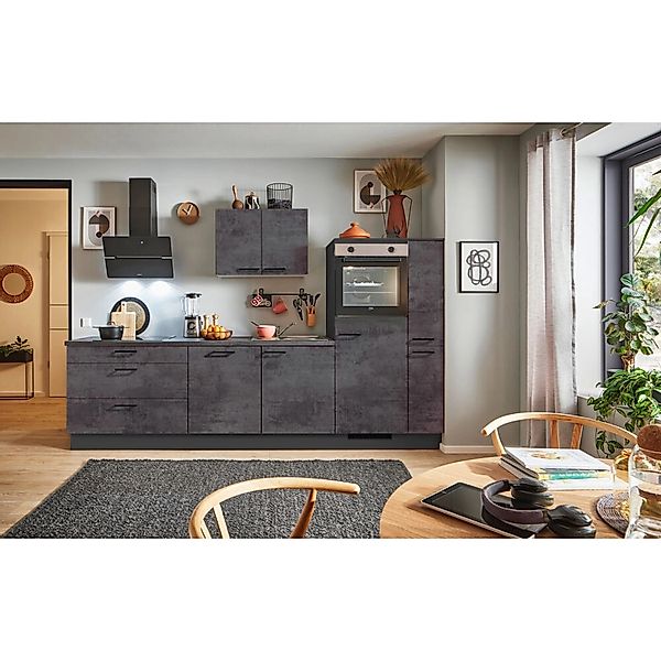 pino Küchenzeile 300cm Beton Grafitgrau Anschlag R 1 Geräte-. 1 Seitenschra günstig online kaufen