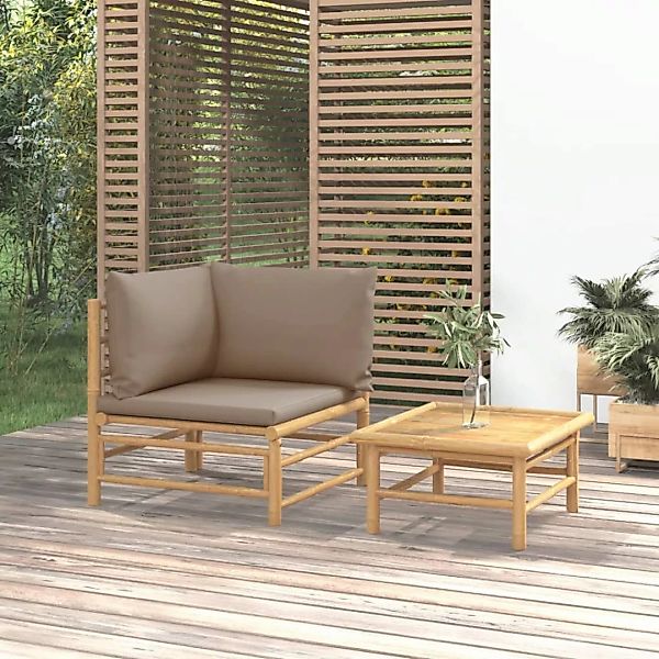 vidaXL Sofaelement 2-tlg. Garten-Lounge-Set mit Taupe günstig online kaufen