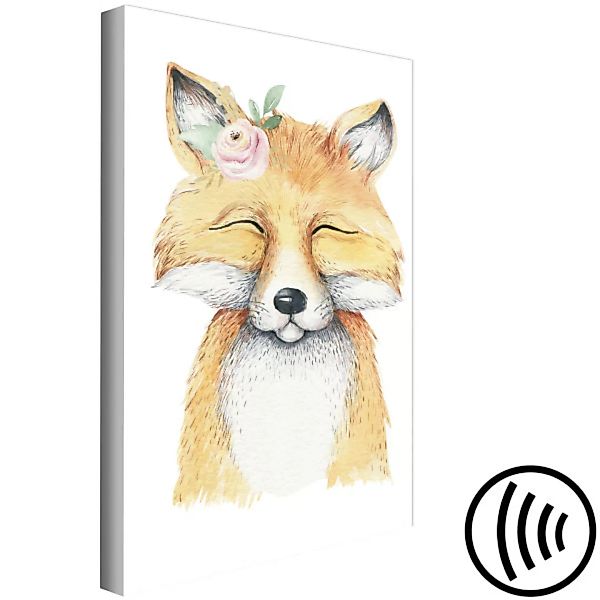 Wandbild Lächelnder Fuchs - bunte Illustration inspiriert von Märchen XXL günstig online kaufen