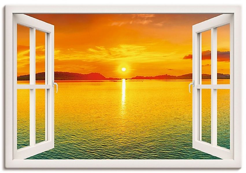 Artland Wandbild »Fensterblick - Sonnenuntergangspanorama«, Fensterblick, ( günstig online kaufen