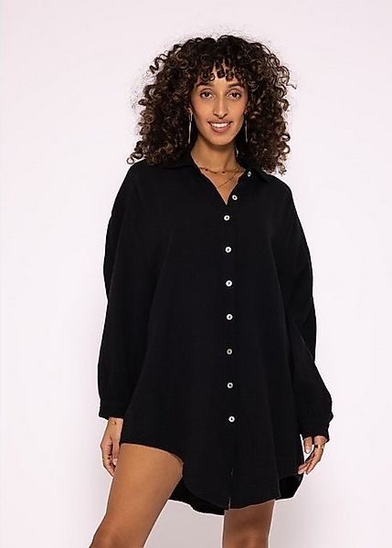 SASSYCLASSY Longbluse Oversize Musselin Bluse Damen Langarm Hemdbluse lang günstig online kaufen