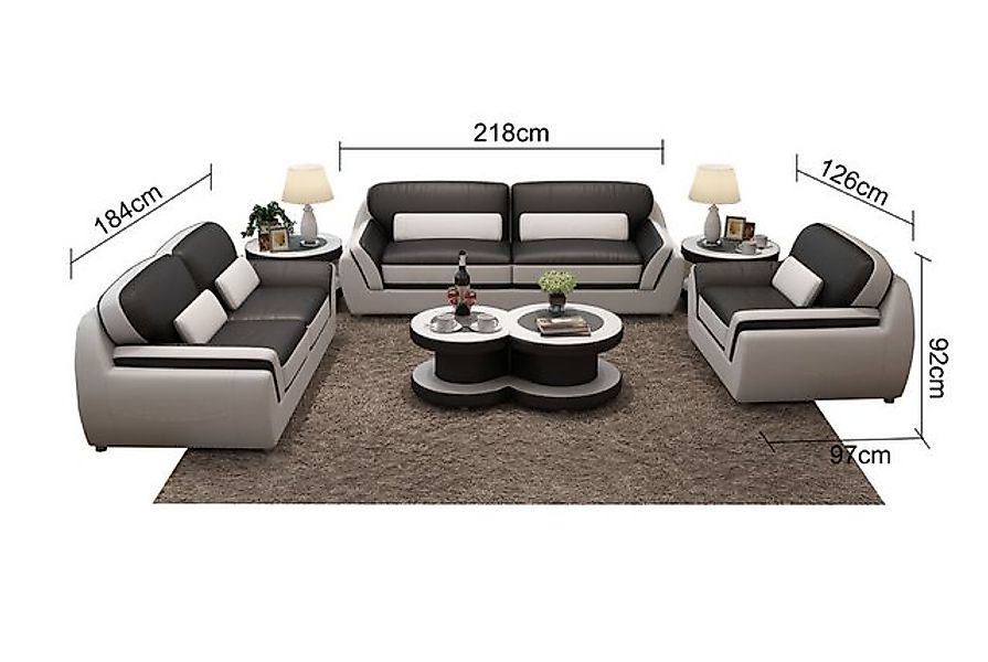 Xlmoebel Sofa Neues modernes Ledersofa Set mit 3+2+1 Sitzen und modernem De günstig online kaufen