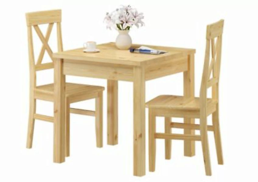 Erst-Holz® Essgruppe Klassisch mit Tisch und 2 Stühle Kiefer natur Massivho günstig online kaufen