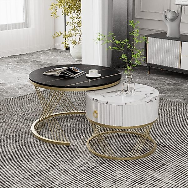 XDeer Couchtisch 2er-Set Runder Couchtisch,zusammensetzbarer Couchtisch, günstig online kaufen