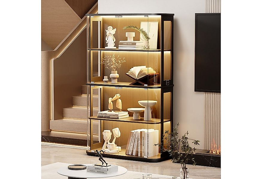 BROTTAR Standvitrine Große, runde Vitrine mit dreifarbiger Beleuchtung & Be günstig online kaufen