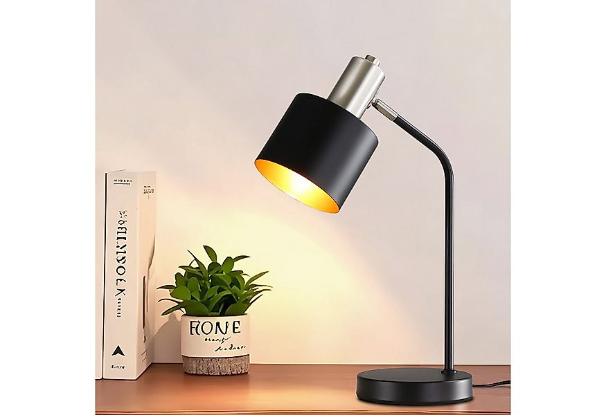 Nettlife Tischleuchte Schwarz Gold E27 Vintage Arbeitszimmer Schreibtischla günstig online kaufen