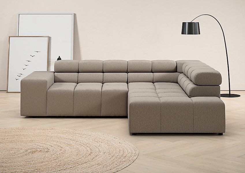 INOSIGN Ecksofa "Ancona, incl. Kopfteilverstellung + 3 Zierkissen, L-Form, günstig online kaufen