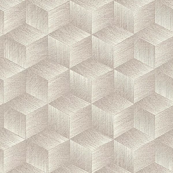Bricoflor 3D Würfel Tapete in Beige Weiß Ideal für Büro und Schlafzimmer Mo günstig online kaufen