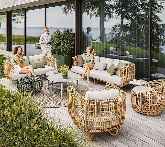 Cane - Line Loungesofa CANE-LINE Nest 3-Sitzer Sofa OUTDOOR White, Cane-lin günstig online kaufen