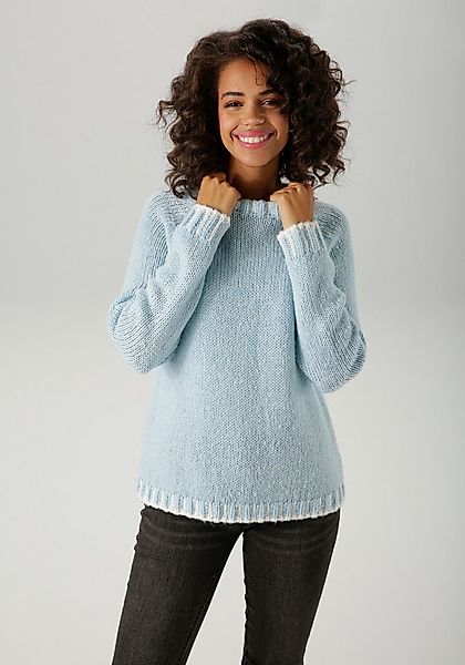 Aniston CASUAL Strickpullover mit gemusterten Bündchen günstig online kaufen
