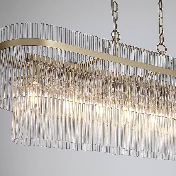 Hängelampe Lara, Länge 98 cm, goldfarben/klar, Glas/Metall günstig online kaufen
