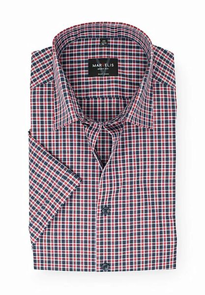 MARVELIS Kurzarmhemd Kurzarmhemd - Body Fit - Kariert - Rot/Blau günstig online kaufen