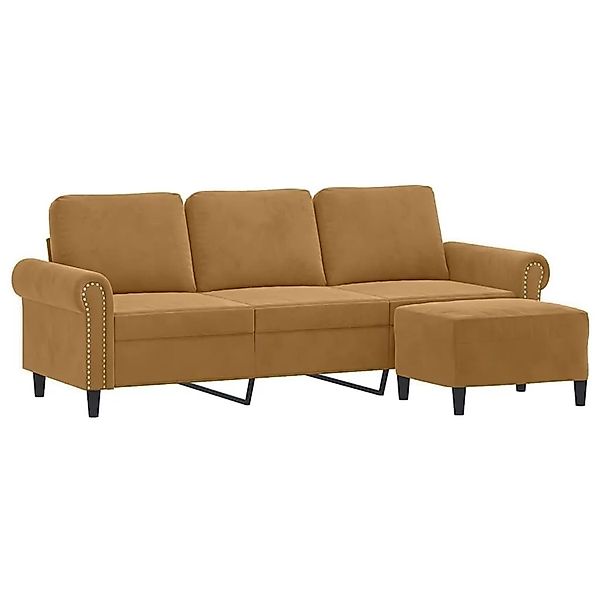 vidaXL 3-Sitzer-Sofa mit Hocker Braun 180 cm Samt 3201222 günstig online kaufen