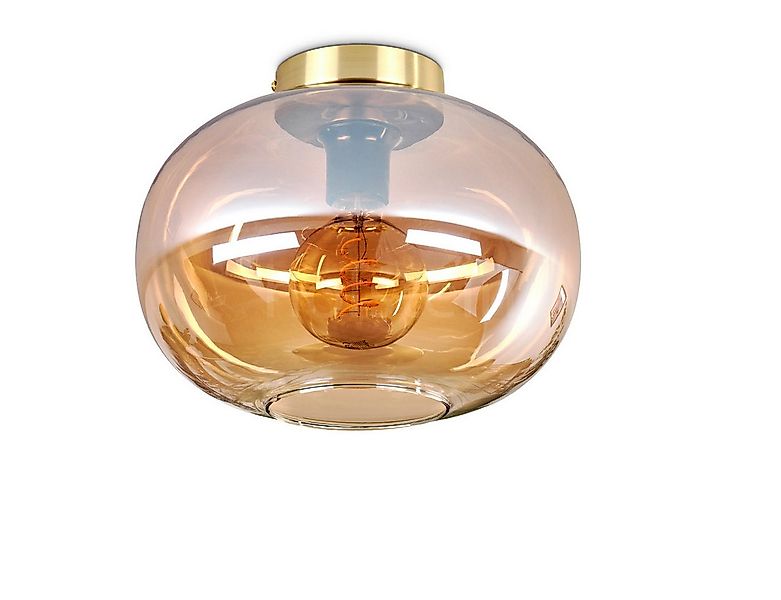 hofstein Deckenleuchte Deckenlampe aus Metall/Glas in Goldfarben/Schwarz/Be günstig online kaufen