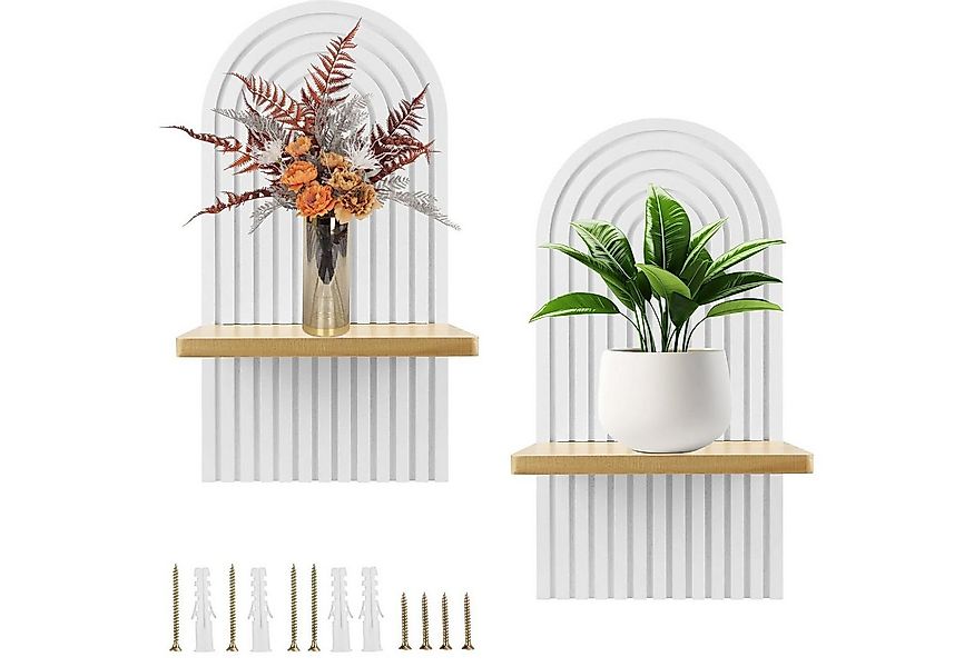 SURFOU Deko-Wandregal 2 Stück Holz Boho Wanddeko Holzregal Wand, Robustes B günstig online kaufen