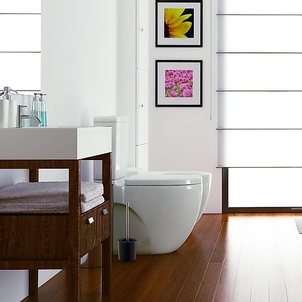 relaxdays Badezimmer-Set WC-Garnitur Keramik, Schwarz günstig online kaufen