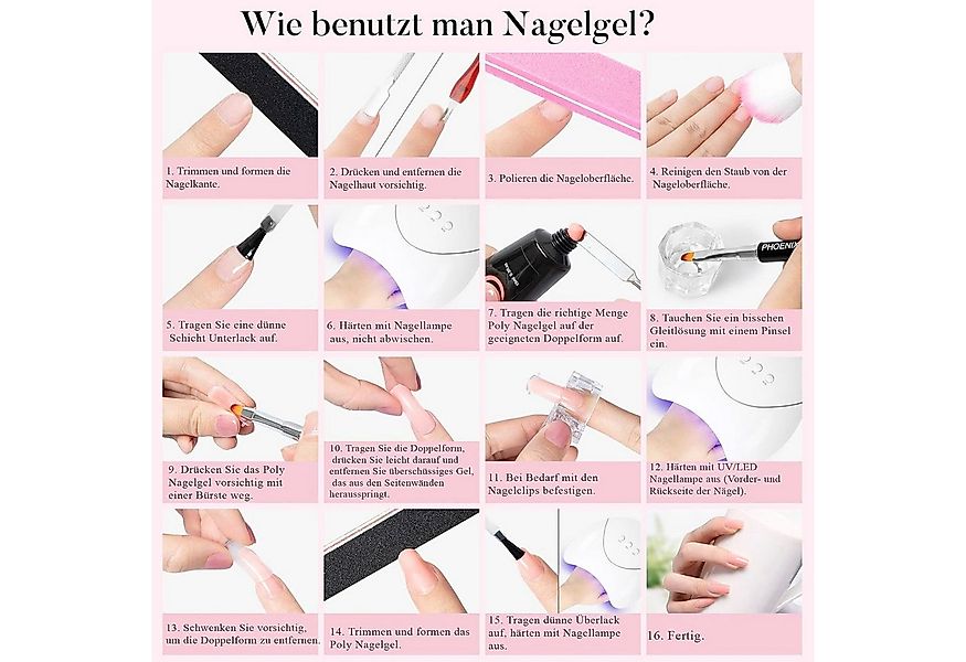 KINSI Maniküre-Kosmetik-Etui 48-teiliges Gel Nagel Set inkl. UV Lampe & 10 günstig online kaufen