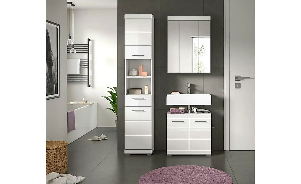 Badmöbel-Set SCHLOONSEE  3 teilig  bestehend aus: Hochschrank  Waschbeckenu günstig online kaufen