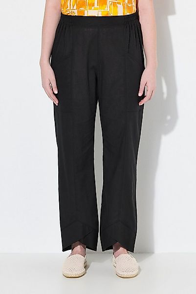 Ulla Popken 7/8-Hose Hose Leinenmix Schmucksaum weites Bein günstig online kaufen