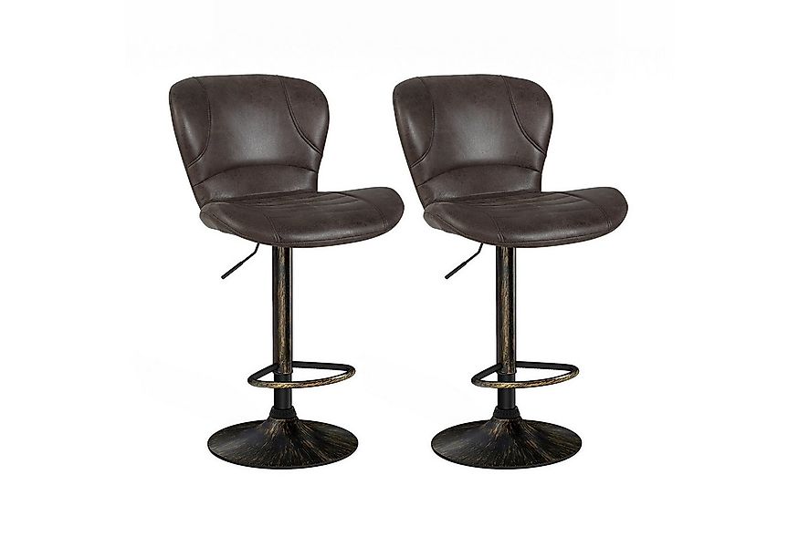 COSTWAY Barhocker, 2er Set, höhenverstellbar & drehbar, mit Lehne, Metall günstig online kaufen
