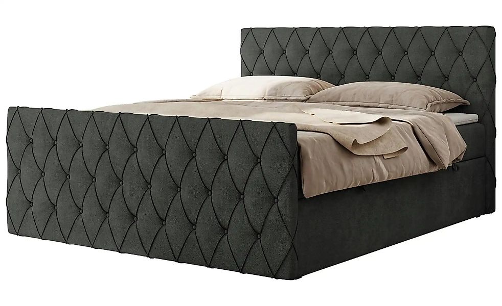 Boxspringbett mit Bettkasten Miren Duo ¦ grau ¦ Maße (cm): B: 161 H: 110 Be günstig online kaufen