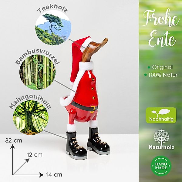 Rikmani Dekofigur Holzfigur Ente, Winterdeko, Weihnachtsdeko, günstig online kaufen