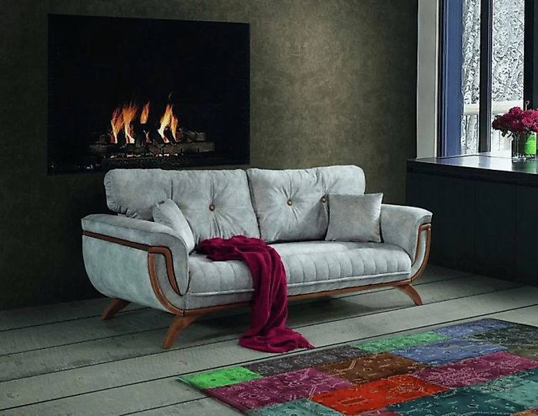 JVmoebel 3-Sitzer Gemütliche Sofa 3 Sitzer Luxus Grau Wohnzimmer Möbel Text günstig online kaufen