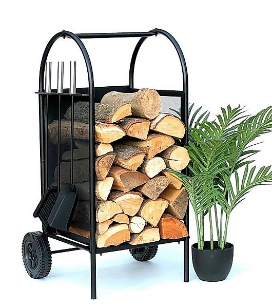 DanDiBo Kaminholzregal Innen Metall Schwarz Kaminholzständer mit Kaminbeste günstig online kaufen