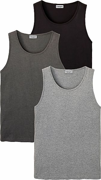 bonprix Tanktop Packung, 3 Stk. Regular Fit, Rundhalsausschnitt günstig online kaufen