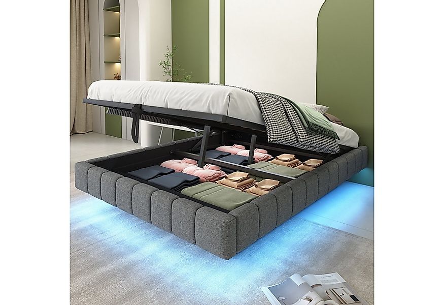 KLAM HOME Polsterbett Polsterbett 140x200 cm, Hydraulischer Schwebebettrahm günstig online kaufen