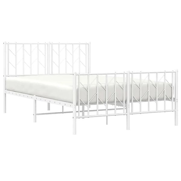 vidaXL Bettgestell mit Kopf- und Fußteil Metall Weiß 120x190 cm 374501 günstig online kaufen