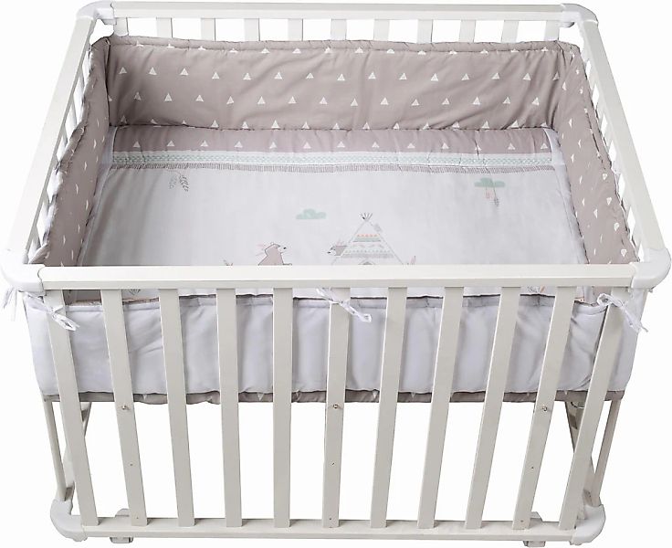 roba Laufgitter "Indibär, weiß, 75x100 cm" bis 15 kg mit Stoffeinlage und N günstig online kaufen